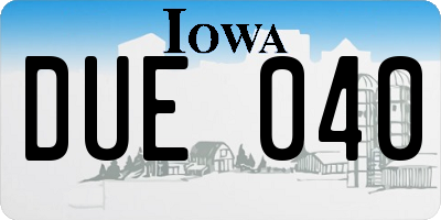 IA license plate DUE040