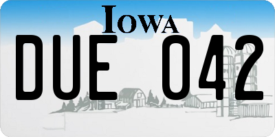 IA license plate DUE042