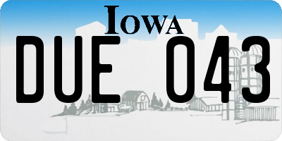 IA license plate DUE043