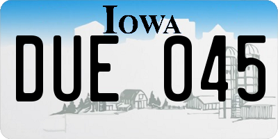 IA license plate DUE045