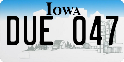 IA license plate DUE047