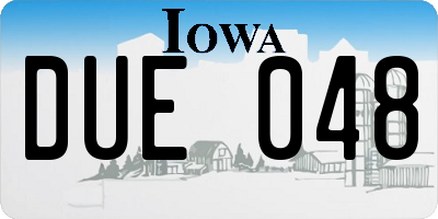 IA license plate DUE048