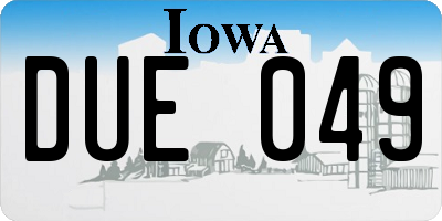IA license plate DUE049