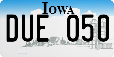 IA license plate DUE050