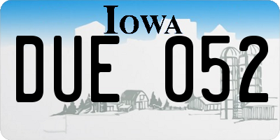 IA license plate DUE052