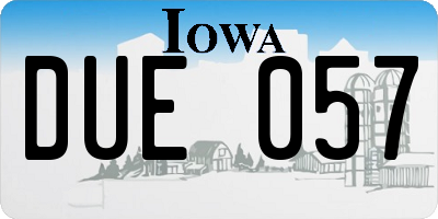 IA license plate DUE057