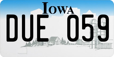 IA license plate DUE059