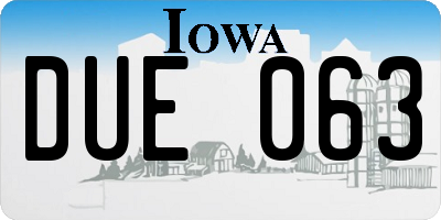 IA license plate DUE063