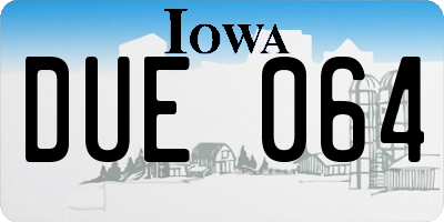 IA license plate DUE064