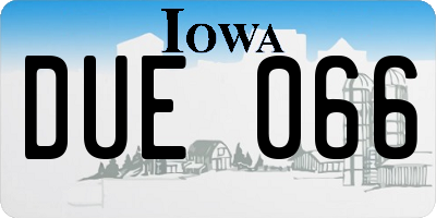 IA license plate DUE066