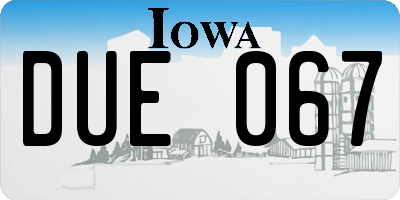 IA license plate DUE067