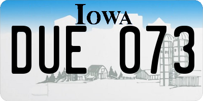 IA license plate DUE073