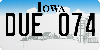IA license plate DUE074
