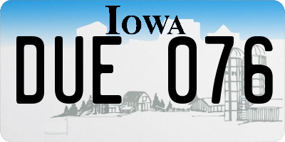 IA license plate DUE076