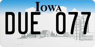 IA license plate DUE077