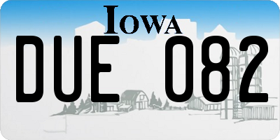 IA license plate DUE082