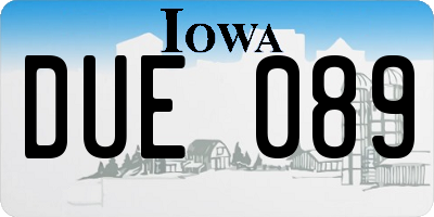 IA license plate DUE089