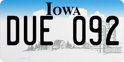 IA license plate DUE092