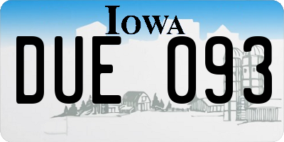 IA license plate DUE093