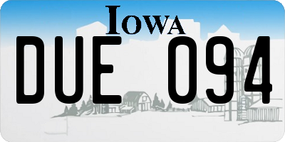 IA license plate DUE094