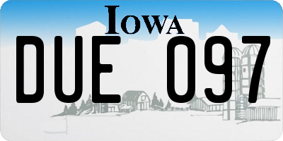 IA license plate DUE097