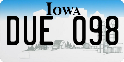 IA license plate DUE098