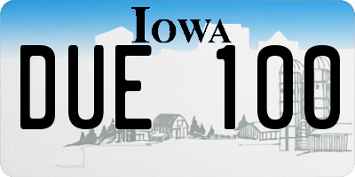 IA license plate DUE100