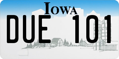 IA license plate DUE101