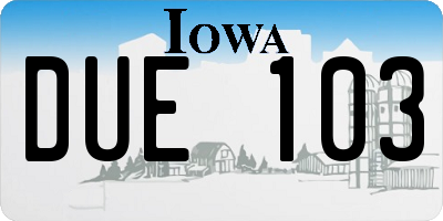 IA license plate DUE103