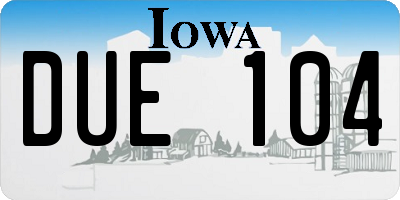 IA license plate DUE104