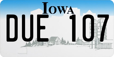IA license plate DUE107