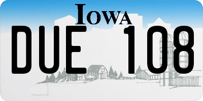 IA license plate DUE108