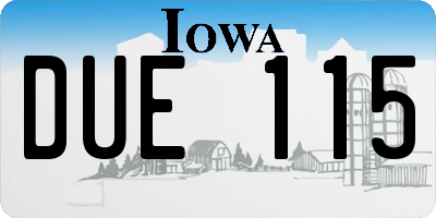 IA license plate DUE115