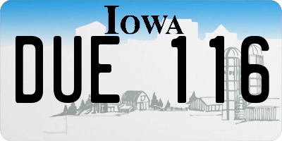 IA license plate DUE116