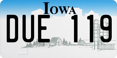 IA license plate DUE119