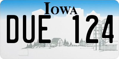 IA license plate DUE124