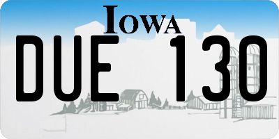 IA license plate DUE130