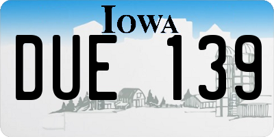 IA license plate DUE139