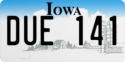 IA license plate DUE141
