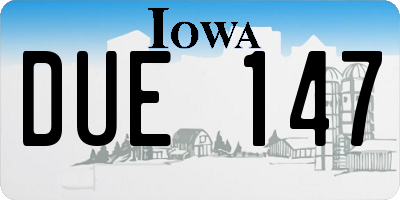 IA license plate DUE147