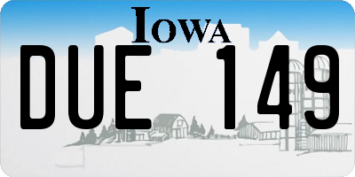 IA license plate DUE149