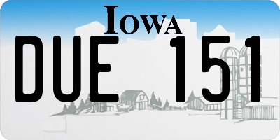 IA license plate DUE151