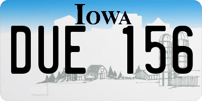 IA license plate DUE156
