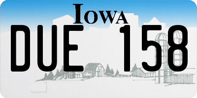 IA license plate DUE158