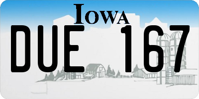 IA license plate DUE167
