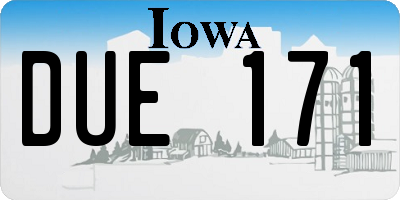 IA license plate DUE171