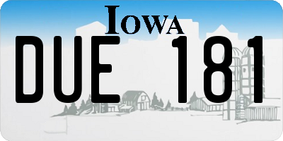 IA license plate DUE181