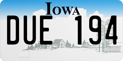 IA license plate DUE194