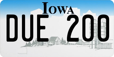 IA license plate DUE200