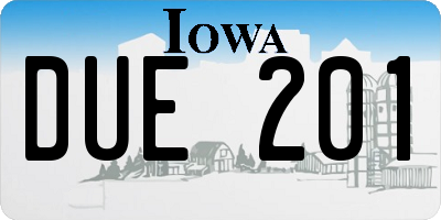 IA license plate DUE201